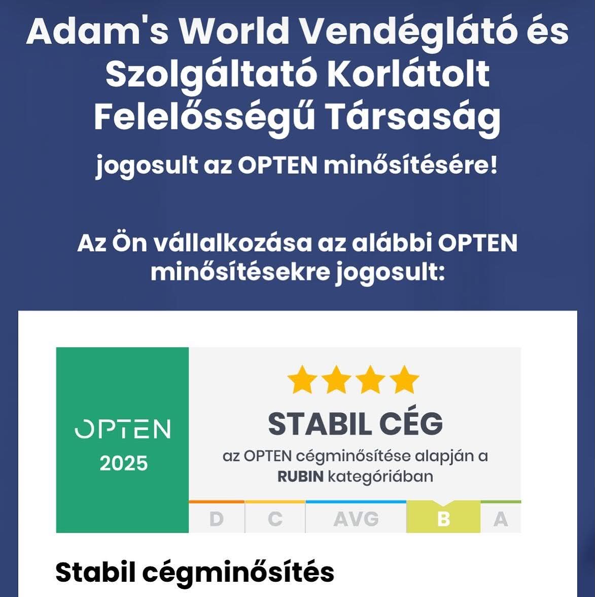 OPTEN stabil cégminősítés 2025