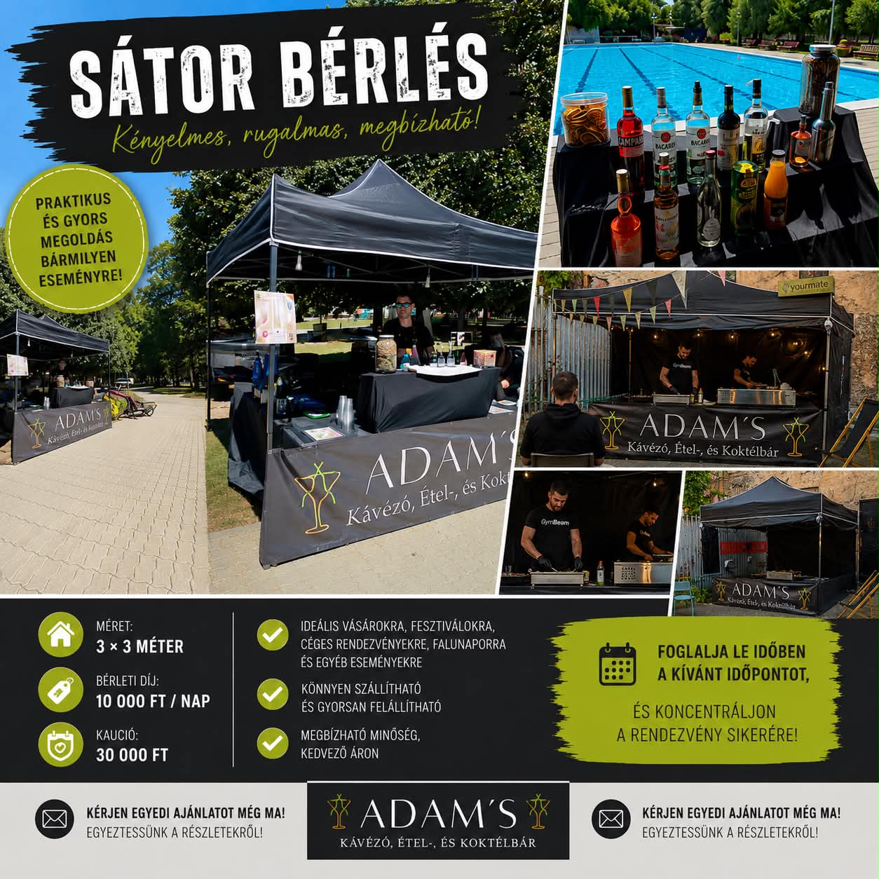 Sátor bérlés az Adam's-től