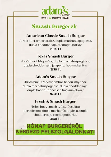 Smash burger étlap